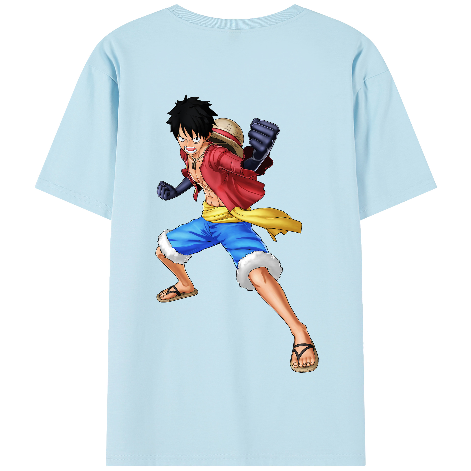 ワンピース モンキー・D・ルフィ ONE PIECE Monkey D. Luffy 綿100％半袖Tシャツ（背面プリント）